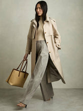 Reiss | Wool-Blend Wide-Leg Pinstripe Trousers in Grey