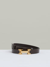 Reiss | Leather Square Hinge Belt in Chocolate