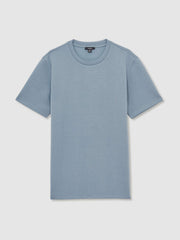 Reiss | Interlock Jersey Crew Neck T-Shirt in Airforce Blue