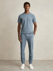 Reiss | Interlock Jersey Crew Neck T-Shirt in Airforce Blue