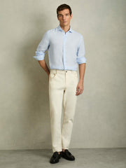 Reiss | Linen Button-Through Shirt in Pale Blue