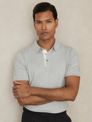 Reiss | Contrast-Placket Polo Shirt With Cotton in Washed Sage Green