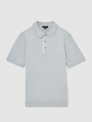 Reiss | Contrast-Placket Polo Shirt With Cotton in Washed Sage Green