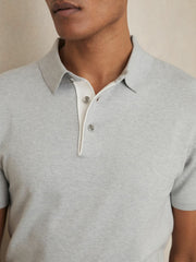 Reiss | Contrast-Placket Polo Shirt With Cotton in Washed Sage Green