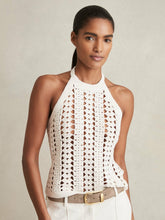 Reiss | Cotton Crochet Halterneck Vest Top in White