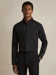 Reiss | Regular Fit Cotton-Twill Two-Fold Shirt Slim-Fit in Black