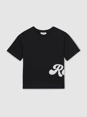 Reiss | 9-13 yrs Cotton Script-Logo Oversized T-Shirt in Navy