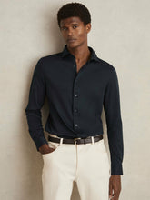 Reiss | Cotton-Jersey Button-Through Shirt in Navy