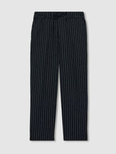 Reiss | Linen-Blend Drawstring Trousers in Navy Stripe