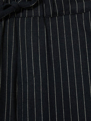 Reiss | Linen-Blend Drawstring Trousers in Navy Stripe