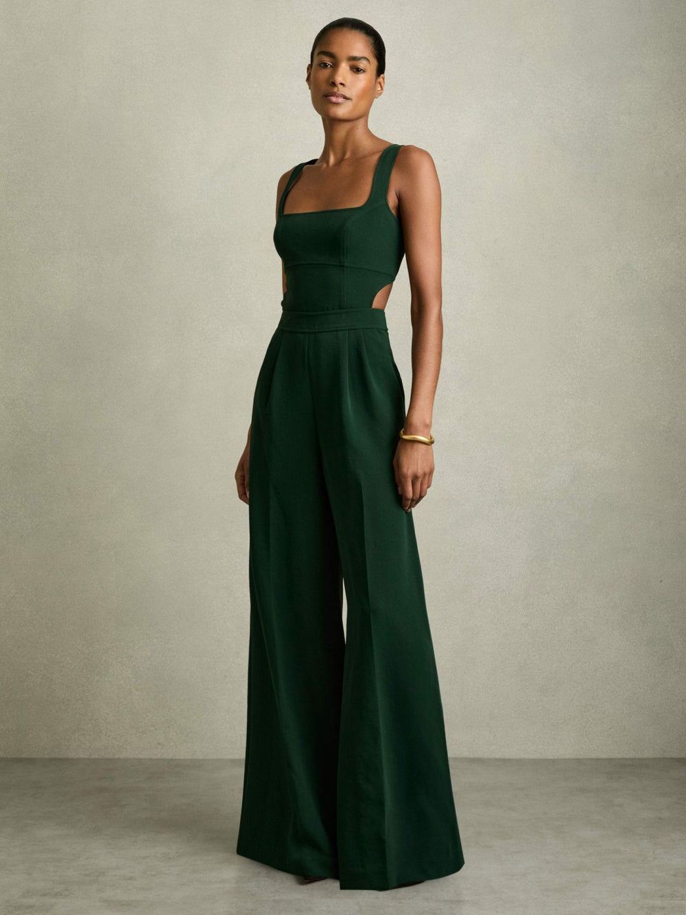 Reiss | Wide-Leg Cut-Out Jumpsuit in Green