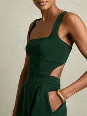Reiss | Wide-Leg Cut-Out Jumpsuit in Green