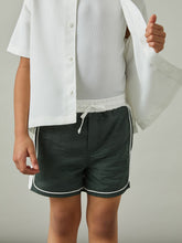 Reiss | 9-13 yrs Colour-Block Piped Swim Shorts in Green/White