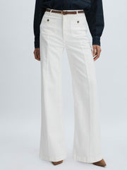 Reiss | Paige Wide-Leg Patch Pocket Jeans in Ecru