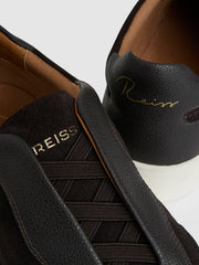 Reiss | Leather Elasticated-Lace Trainers in Espresso Brown