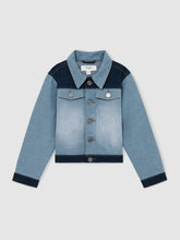 Reiss | 13-14 yrs Patchwork Two-Tone Denim Jacket in Blue