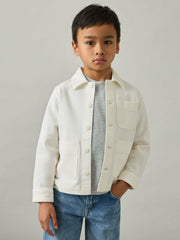 Reiss | Cotton-Blend Work Jacket in Off White