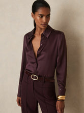 Reiss | Silk Double-Cuff Button-Through Shirt in Red