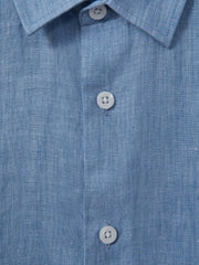 Reiss | 9-13 yrs Short Sleeve Linen Shirt in Sky Blue