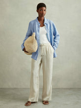 Reiss | Linen Button-Through Shirt in Blue