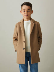 Reiss | 9-13 yrs Single Breasted Overcoat in Camel