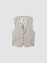 Reiss | Slim Fit Single Breasted Waistcoat in Stone