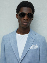 Reiss | Polka Dot Silk Pocket Square in Light Blue