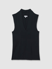 Reiss | Knitted Sleeveless V-Neck Vest in Navy