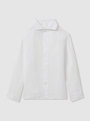 Reiss | 3-9 yrs Linen Cutaway Collar Shirt in White