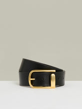 Reiss | Leather Half Keeper Belt in Black