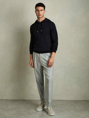 Reiss | Merino Wool Drawstring Hoodie in Navy