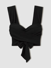 Reiss | Wrap Design Bikini Top in Black