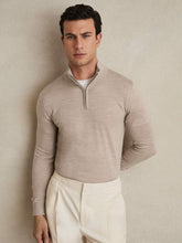 Reiss | Merino Wool Half-Zip Jumper in Wheat Melange