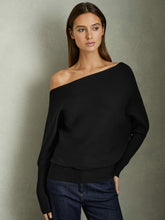 Reiss | Asymmetric Draped Knitted Jumper in Black