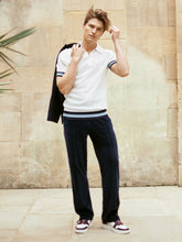 Reiss | Velour Jogger With Piping in Navy