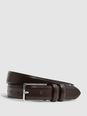 Reiss | Smooth Leather Belt in Chocolate
