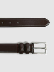 Reiss | Smooth Leather Belt in Chocolate