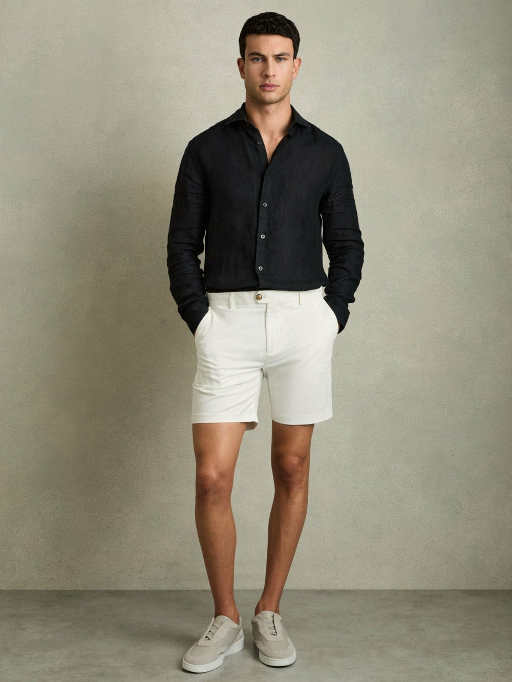 Reiss | Short Length Casual Chino Shorts in White