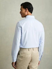 Reiss | Slim-Fit Button-Down Collar Cotton Oxford Shirt in Soft Blue