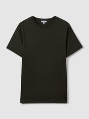 Reiss | Cotton Crew Neck T-Shirt in Oxidised Green