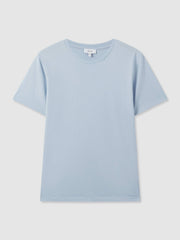 Reiss | Cotton Crew Neck T-Shirt in Soft Blue