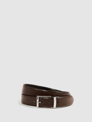 Reiss | Reversible Leather Belt in Black/Dark Brown