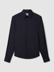 Reiss | Regular Fit Button-Through Travel Shirt in Navy