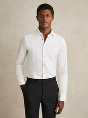 Reiss | Slim Fit Cotton Marcella Tuxedo Shirt in White