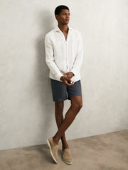 Reiss | Cotton Chino Shorts with Stretch in Airforce Blue