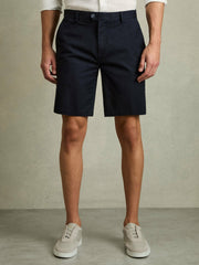 Reiss | Cotton Chino Shorts with Stretch in Navy
