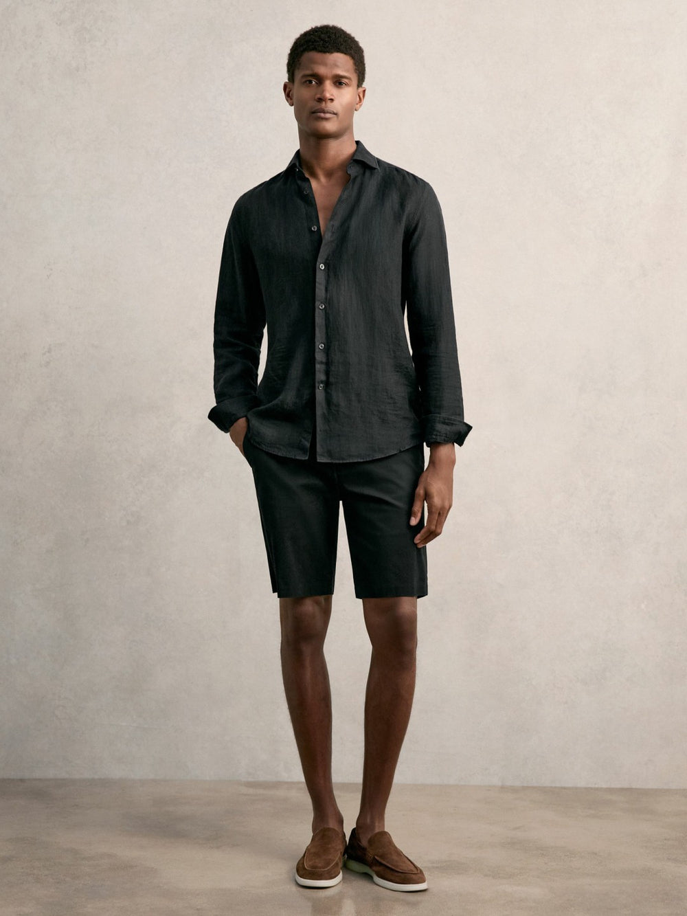 Reiss | Cotton Chino Shorts with Stretch in Black
