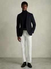 Reiss | Slim Fit Washed Cotton Blend Chinos in White