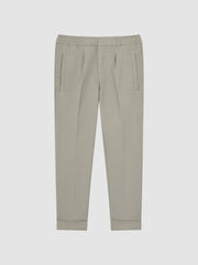 Reiss | 9-14 yrs Relaxed Elasticated Trousers with Turn-Ups in Taupe