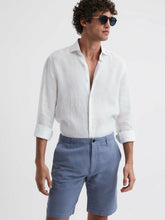 Reiss | Cotton-Linen Blend Shorts in Airforce Blue